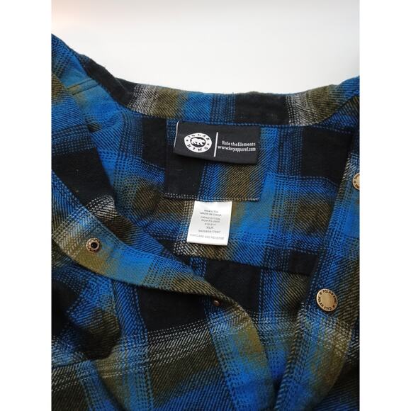 Polar King Heavy Flannel Snap Blue Black Plaid Mens Shirt Size XLR Excellent Con - Picture 8 of 9